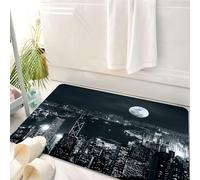 HKPOEQ Alfombrilla de Baño de Microfibra, Tapete para Puerta y Mascotas, Súper Grueso y Absorbente,Vista aérea Moderna de la Ciudad de Hong Kong por la Noche con Arquitectura mística de l,50 x 80 cm