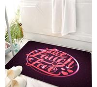 HKPOEQ Alfombrilla de Baño de Microfibra, Tapete para Puerta y Mascotas, Súper Grueso y Absorbente,Vive, ríe, ama, Corazones y Fondo Bokeh con positividad,50 x 80 cm