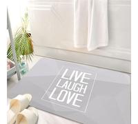 HKPOEQ Alfombrilla de Baño de Microfibra, Tapete para Puerta y Mascotas, Súper Grueso y Absorbente,Vive, ríe, ama, patrón de Fondo nal en Escala de Grises con rectángulo,50 x 80 cm