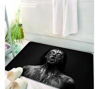 HKPOEQ Alfombrilla de Baño de Microfibra, Tapete para Puerta y Mascotas, Súper Grueso y Absorbente,Zombi, Monstruo Grito Inusual, Mujer, Ojos Vacíos, Mirando hacia Arriba, Imagen de Terro,50 x 80 cm