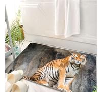 HKPOEQ Alfombrilla de Baño de Microfibra, Tapete para Puerta y Mascotas, Súper Grueso y Absorbente,Zoológico, Tigre de Bengala, felino, depredador, Agresivo, Cazador, carnívoro, África, s,50 x 80 cm