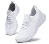 HKR Zapatillas Deporte Casual Mujer Walk Shoe Slip-On Comodos Malla Ligera Blancas 39 EU