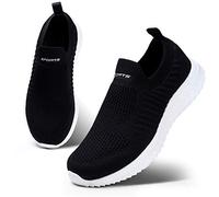 HKR Zapatillas Slip On Mujer de Comodos Casual Ligero ai Aire Libre Negro Blanco 42 EU