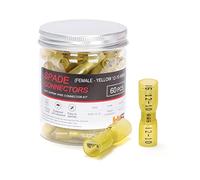 HKS 60 conectores de pala hembra amarillo de 12 a 10 AWG, kit de conectores de cable eléctricos de desconexión rápida, cobre rojo estañado, conectores de crimpado marinos automotrices, impermeables y aislados