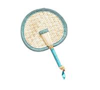 HKSDKABOP Abanico refrescante de bambú trenzado, Heart Peach Shaped Bamboo Straw Fan(Color1)