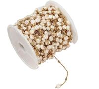 HKSDKABOP Cadenas redondas de cuentas cristal Color dorado acero inoxidable, cadena eslabones bohemios for hacer joyería DIY, collar, pulsera(Cream-5mm)