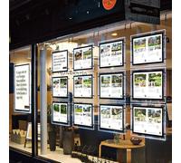 HKSIGN LED A3 retroiluminado acrílico foto póster marco ventana signage para bienes raíces tienda tienda señalización (horizontal, 3 unidades A3 por línea)