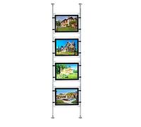 HKSIGN Póster acrílico LED de tamaño A4, marco de fotos, caja de luz, soporte para letreros para ventana de propiedad (colgante horizontal, 4 unidades A4 por grupo)