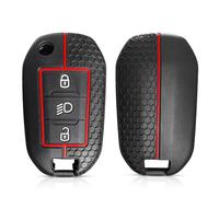 HKSOPC Funda de silicona para llave de coche para C-itroen Berlingo 2021 C3 III Aircross C4 C4L C5 C6 C8 Picasso para P-EUGEOT 208 2019 308 - Tapa de llave negra A (nueva)