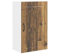HKTMGDNG Armario de pared para cocina, aspecto de madera envejecida | Ahorra espacio en la pared para cocina y comedor con 3 niveles detrás de 2 puertas para mantener los platos ordenados.