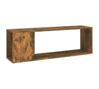 HKTMGDNG Armario para TV (roble ahumado, 100 x 24 x 32 cm, madera de madera | Mueble compacto para televisión con 2 compartimentos abiertos para sala de estar y dormitorio, estante estable para soportes