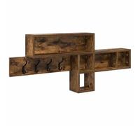 HKTMGDNG Perchero de pared con ganchos, roble ahumado, 100 x 12 x 43,5 cm | Barra de pared compacta de madera para pasillo y entrada. Práctico colgador de ganchos que crea orden sin espacio en el suelo
