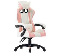 HKTMGDNG Silla de oficina de piel sintética, altura ajustable, color rosa y | Silla de escritorio ergonómica con función reclinable y cojín para oficina en casa y habitación juvenil
