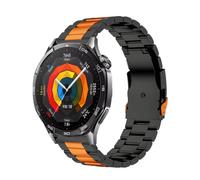HKTS Para Huawei Watch GT5 46mm correa de Metal pulsera de negocios 22mm para Huawei Watch GT 46mm/GT2e/GT3 46mm correas de reloj de acero inoxidable(Black Orange)