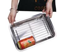 Hkuoeue Bandeja para hornear, acero inoxidable con estante de refrigeración, suministros grandes para hornear, para frutas, verduras, carne, pan, pasteles, cocina, hogar, apartamento, barbacoa