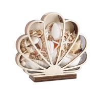 Hkuoeue Caja expositora de conchas marinas, caja de madera con ventana transparente | Decoración costera del hogar para almacenamiento de joyas de recuerdo, joyería de abalorios de tiburón, dientes de