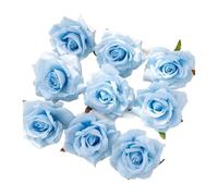 HKVTVCYPYA 100 Flores Artificiales de 10CM for álbum de Recortes, decoración navideña for el hogar, Boda, jardín, Arco de Rosas, Caja de Dulces con Cabeza de Seda Falsa(Blue)