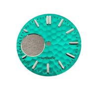 HKVTVCYPYA Accesorios luminosos verdes de la textura del dial del reloj de 28,5 mm compatibles con el movimiento NH38(Cyan Silver Nail)