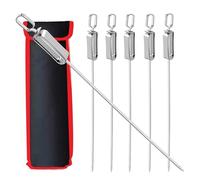 HKVTVCYPYA Brochetas de brocheta de 17 pulgadas for asar barbacoa plana de acero inoxidable con mango deslizante de Metal de liberación rápida(35cm)