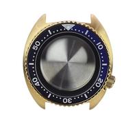 HKVTVCYPYA Caja de reloj Pvd dorada de 45mm, esfera de 28,5mm, anillos de capítulo negro puro, cristal de zafiro Compatible con movimiento Nh35 Nh36 Nh34(Pure Black Chapter 2)