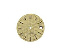 HKVTVCYPYA Compatible con la esfera del reloj NH35, manecillas de 28,5 mm con formas geométricas, textura verde, relojes luminosos, accesorios de bricolaje.(Gold)