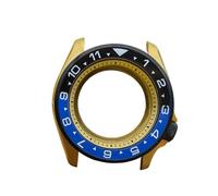 HKVTVCYPYA Funda de Reloj Dorada y Negra, Funda Trasera Transparente de Cristal de Zafiro, Compatible con Movimiento NH35 NH36 4R 7S(34-Sapphire Glass)