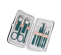 HKVTVCYPYA Juego de manicura profesional de 7-18 Uds., cortaúñas de acero inoxidable, recortador grueso y duro for mujer y hombre, portátil(Green 10 Pcs Set)