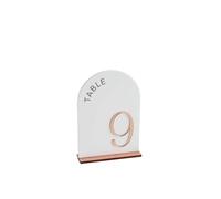 HKVTVCYPYA La tabla del espejo del oro 3D de acrílico blanco firma el número de la decoración de la recepción de la boda arqueada(Rose Gold,Table 1-10)
