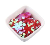 HKVTVCYPYA Lentejuelas de PVC de cinco pétalos, 100 g, 14 mm/20 mm, for costura, bodas, manualidades, prendas, accesorios de bricolaje(AB Red,14mm)