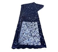 HKVTVCYPYA Tela de encaje de malla francesa de 2,5/5 yardas con cuentas, telas africanas nigerianas for vestidos de bricolaje, fiestas y bodas.(LY5042-3-2.5 yards)