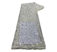 HKVTVCYPYA Tela de encaje de malla francesa de 2,5/5 yardas con cuentas, telas africanas nigerianas for vestidos de bricolaje, fiestas y bodas.(LY5042-8-2.5 yards)