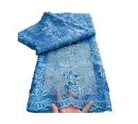 HKVTVCYPYA Tela de encaje de tul francés de 5 yardas con bordado de malla africana y lentejuelas nigerianas for vestido de novia de mujer.(4 French Lace)