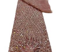 HKVTVCYPYA Tela de tul con cuentas bordadas nigerianas de encaje de lentejuelas africanas for coser vestidos de fiesta(XY103-5-3 yards)