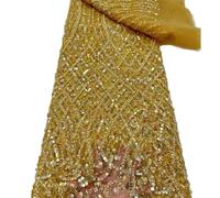 HKVTVCYPYA Tela de tul con cuentas bordadas nigerianas de encaje de lentejuelas africanas for coser vestidos de fiesta(XY103-9-2 yards)