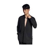 HKYBCF Baile Latino Latin Dance Shirts for Men Long Sleeved Practice Clothes Chacha Rumba Tango Male Performance Wear para Hombres(Black,XL)