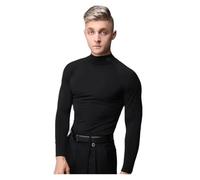 HKYBCF Baile Latino Male High Collar Modern Dancing Top Black Long Sleeved Ballroom Dance Tops Men Performance Latin Shirt para Hombres(XXL)