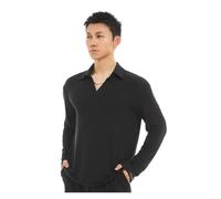 HKYBCF Baile Latino Men's Long Sleeves Modern Dancing Top Male Latin Dance Polo Shirts Rumba Ballroom Tops Practice Wear para Hombres(Black top,XL)