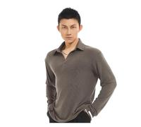 HKYBCF Baile Latino Men's Long Sleeves Modern Dancing Top Male Latin Dance Polo Shirts Rumba Ballroom Tops Practice Wear para Hombres(Grey Top,S)