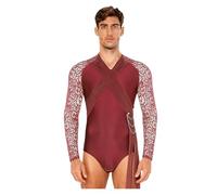 HKYBCF Baile Latino Mens Tango Latin Dance Top Long Sleeve Swallowtail Shirt Tops for Flamenco Ballrooms para Hombres(Burgundy A,L)