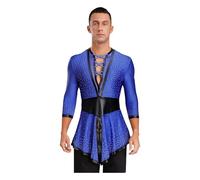 HKYBCF Baile Latino Mens Tango Latin Dance Top Long Sleeve Swallowtail Shirt Tops for Flamenco Ballrooms para Hombres(Dark Blue,S)