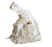 HKYBCF Bolsa de muñeca Knot Bolso de banquete gota agua con cuentas bordadas a mano, bolso boda versátil for mujer, cubo borlas satén