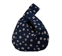 HKYBCF Bolsa de muñeca Knot Bolso de muñeca con nudo for mujer, bolso mano Vintage hecho a, Mini cubo portátil estampado flores, pliegue gran capacidad(Color-08)