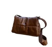 HKYBCF Bolso Acolchado Bolsos de hombro algodón for mujer, bolso cruzado cuero sintético con plumón(Coffee)