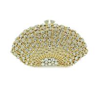 HKYBCF Bolsos de pedrería Bolso de mano noche con diamantes imitación dorados, elegante bolso tipo sobre cristales for bodas y fiestas(Gold)