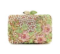 HKYBCF Bolsos de pedrería Bolso de noche, bolso Minaudière, mano con cristales, metal diamantes marca, for bodas y fiestas(Red)