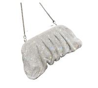 HKYBCF Bolsos de pedrería Bolsos de noche plegables hechos a mano con diamantes imitación, bolsos lujo for bodas y fiestas(Silver)