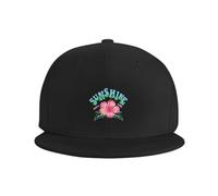 HKYTEEXP Algodón Lavado Moda Sunshine Hibiscus Flower Flat Brim Baseball Cap Print Hiphop Style Print One Size For Rapper Street Skater