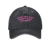 HKYTEEXP Moda Lavada de algodón Addison RAE odiando la música no te Hace Profundo Estilo Unisex Gorras de béisbol Gorras de Mezclilla desgastadas Gorra Ajustable para el Sol