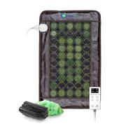 HL Healthyline - Almohadilla de calefacción por infrarrojos lejanos - 32 pulgadas de largo x 20 pulgadas de ancho - Terapia de piedras calientes - iones negativos - 50 2 pulgadas piezas gemas naturales