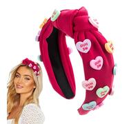 Hlagmix Diademas para el pelo adornadas, diadema de San Valentín para mujer,Diadema de spa para el día de San Valentín Diadema para lavado de cara | Envolturas para el cabello con forma de corazón,